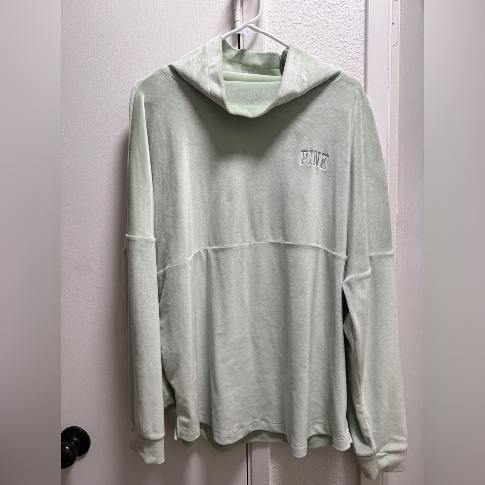 PINK Victoria's Secret Light Green Velour Sweatshirt-L